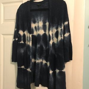 TORRID blue and white tie dye cardigan